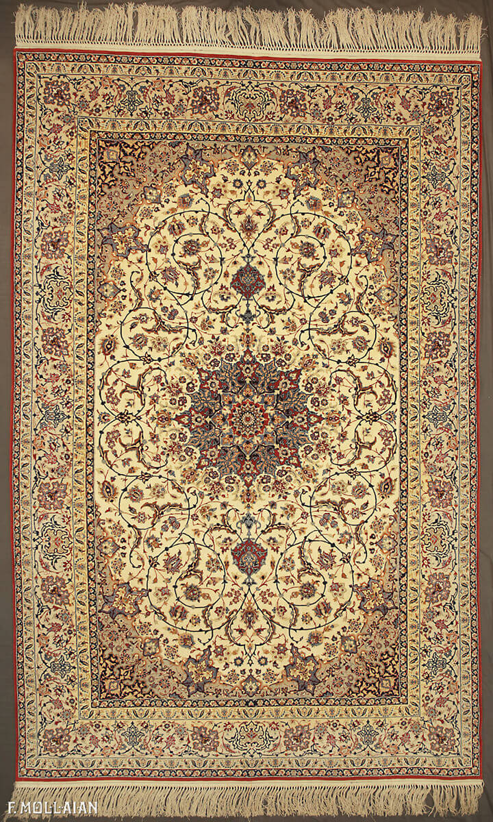 Tapis Persan Semi-Antique Isfahan Chaîne de Soie n°:51513718